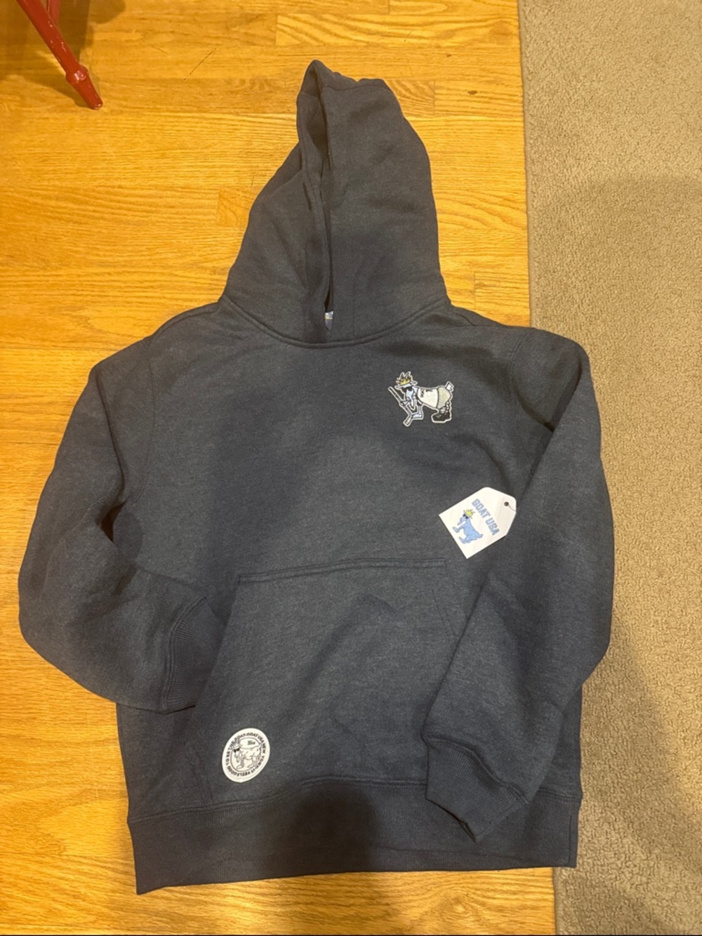 GOAT dark gray Graphic Pullover Hoodie. hockey goat